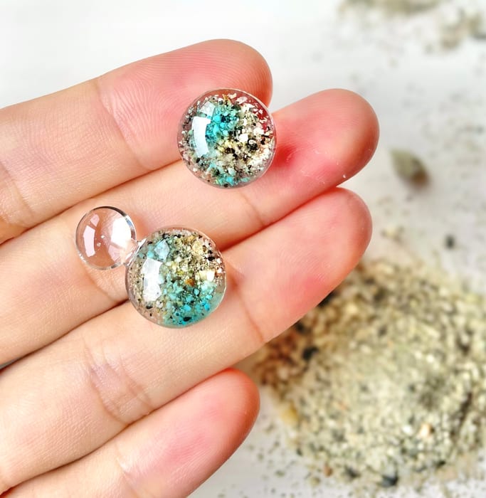 「山、水、砂」水滴ピアス〜上高地･大正池の砂のアクセサリー〜